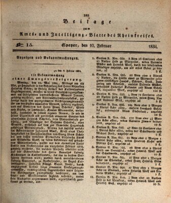 Amts- und Intelligenzblatt des Königlich Bayerischen Rheinkreises (Königlich bayerisches Amts- und Intelligenzblatt für die Pfalz) Montag 10. Februar 1834