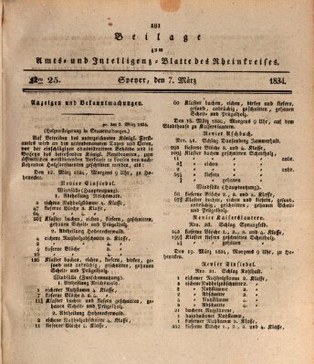 Amts- und Intelligenzblatt des Königlich Bayerischen Rheinkreises (Königlich bayerisches Amts- und Intelligenzblatt für die Pfalz) Freitag 7. März 1834