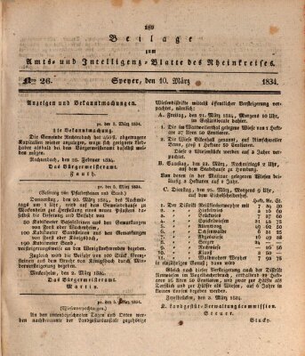 Amts- und Intelligenzblatt des Königlich Bayerischen Rheinkreises (Königlich bayerisches Amts- und Intelligenzblatt für die Pfalz) Montag 10. März 1834