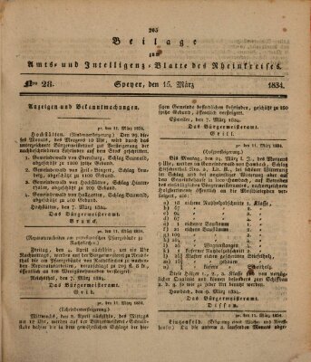 Amts- und Intelligenzblatt des Königlich Bayerischen Rheinkreises (Königlich bayerisches Amts- und Intelligenzblatt für die Pfalz) Samstag 15. März 1834