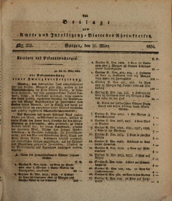 Amts- und Intelligenzblatt des Königlich Bayerischen Rheinkreises (Königlich bayerisches Amts- und Intelligenzblatt für die Pfalz) Mittwoch 26. März 1834