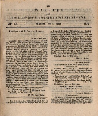 Amts- und Intelligenzblatt des Königlich Bayerischen Rheinkreises (Königlich bayerisches Amts- und Intelligenzblatt für die Pfalz) Samstag 17. Mai 1834