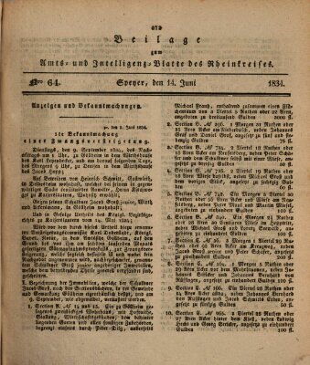 Amts- und Intelligenzblatt des Königlich Bayerischen Rheinkreises (Königlich bayerisches Amts- und Intelligenzblatt für die Pfalz) Samstag 14. Juni 1834