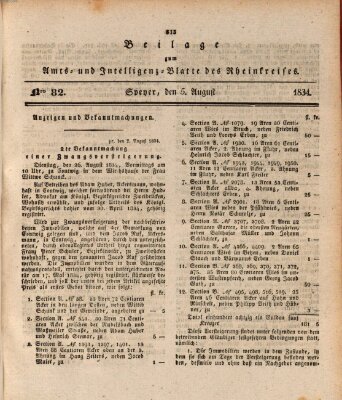 Amts- und Intelligenzblatt des Königlich Bayerischen Rheinkreises (Königlich bayerisches Amts- und Intelligenzblatt für die Pfalz) Dienstag 5. August 1834