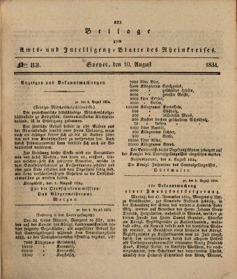 Amts- und Intelligenzblatt des Königlich Bayerischen Rheinkreises (Königlich bayerisches Amts- und Intelligenzblatt für die Pfalz) Sonntag 10. August 1834