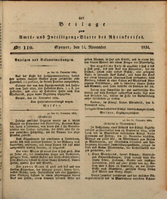 Amts- und Intelligenzblatt des Königlich Bayerischen Rheinkreises (Königlich bayerisches Amts- und Intelligenzblatt für die Pfalz) Freitag 14. November 1834