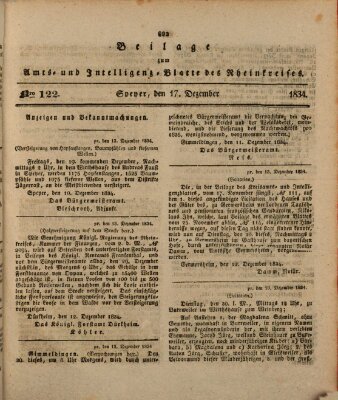 Amts- und Intelligenzblatt des Königlich Bayerischen Rheinkreises (Königlich bayerisches Amts- und Intelligenzblatt für die Pfalz) Mittwoch 17. Dezember 1834