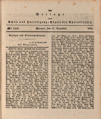 Amts- und Intelligenzblatt des Königlich Bayerischen Rheinkreises (Königlich bayerisches Amts- und Intelligenzblatt für die Pfalz) Freitag 26. Dezember 1834