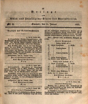 Amts- und Intelligenzblatt des Königlich Bayerischen Rheinkreises (Königlich bayerisches Amts- und Intelligenzblatt für die Pfalz) Montag 26. Januar 1835