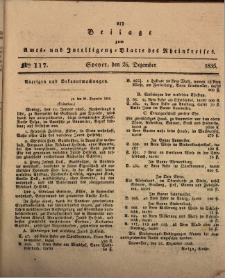 Amts- und Intelligenzblatt des Königlich Bayerischen Rheinkreises (Königlich bayerisches Amts- und Intelligenzblatt für die Pfalz) Samstag 26. Dezember 1835