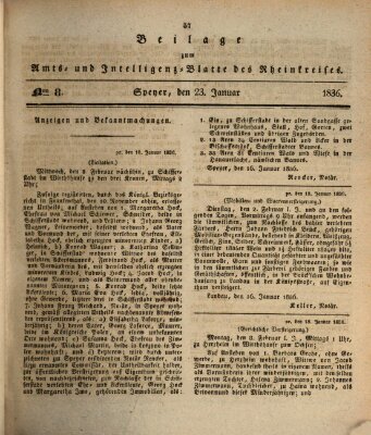 Amts- und Intelligenzblatt des Königlich Bayerischen Rheinkreises (Königlich bayerisches Amts- und Intelligenzblatt für die Pfalz) Samstag 23. Januar 1836