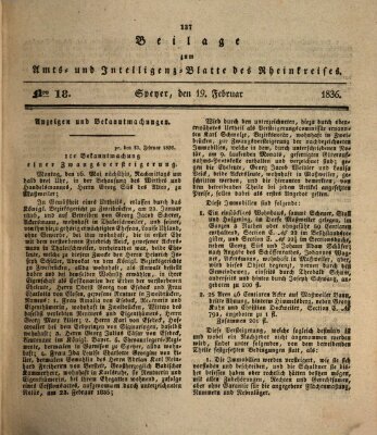 Amts- und Intelligenzblatt des Königlich Bayerischen Rheinkreises (Königlich bayerisches Amts- und Intelligenzblatt für die Pfalz) Freitag 19. Februar 1836