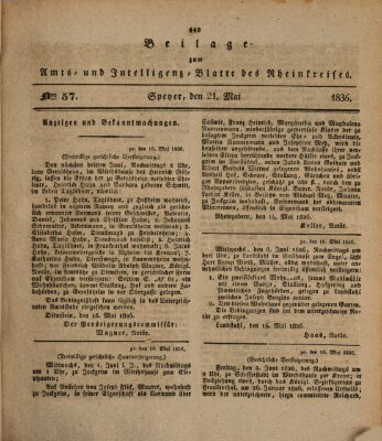 Amts- und Intelligenzblatt des Königlich Bayerischen Rheinkreises (Königlich bayerisches Amts- und Intelligenzblatt für die Pfalz) Samstag 21. Mai 1836