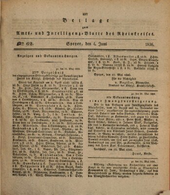 Amts- und Intelligenzblatt des Königlich Bayerischen Rheinkreises (Königlich bayerisches Amts- und Intelligenzblatt für die Pfalz) Samstag 4. Juni 1836