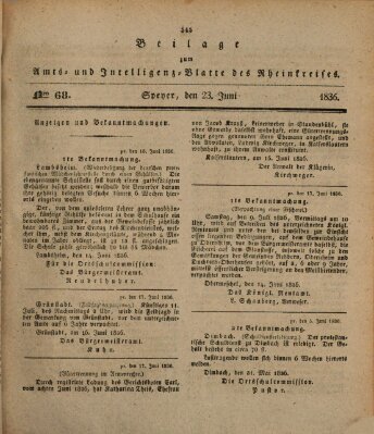 Amts- und Intelligenzblatt des Königlich Bayerischen Rheinkreises (Königlich bayerisches Amts- und Intelligenzblatt für die Pfalz) Donnerstag 23. Juni 1836