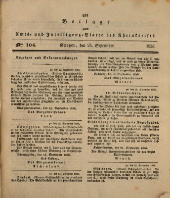 Amts- und Intelligenzblatt des Königlich Bayerischen Rheinkreises (Königlich bayerisches Amts- und Intelligenzblatt für die Pfalz) Mittwoch 28. September 1836