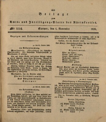 Amts- und Intelligenzblatt des Königlich Bayerischen Rheinkreises (Königlich bayerisches Amts- und Intelligenzblatt für die Pfalz) Sonntag 6. November 1836