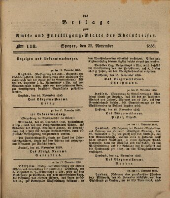 Amts- und Intelligenzblatt des Königlich Bayerischen Rheinkreises (Königlich bayerisches Amts- und Intelligenzblatt für die Pfalz) Dienstag 22. November 1836