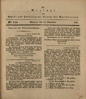 Amts- und Intelligenzblatt des Königlich Bayerischen Rheinkreises (Königlich bayerisches Amts- und Intelligenzblatt für die Pfalz) Freitag 25. November 1836