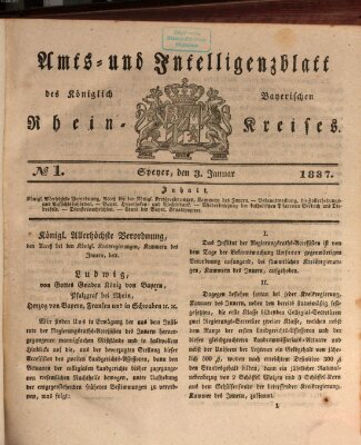 Amts- und Intelligenzblatt des Königlich Bayerischen Rheinkreises (Königlich bayerisches Amts- und Intelligenzblatt für die Pfalz) Dienstag 3. Januar 1837