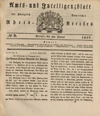 Amts- und Intelligenzblatt des Königlich Bayerischen Rheinkreises (Königlich bayerisches Amts- und Intelligenzblatt für die Pfalz) Montag 30. Januar 1837