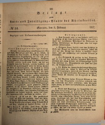 Amts- und Intelligenzblatt des Königlich Bayerischen Rheinkreises (Königlich bayerisches Amts- und Intelligenzblatt für die Pfalz) Donnerstag 9. Februar 1837