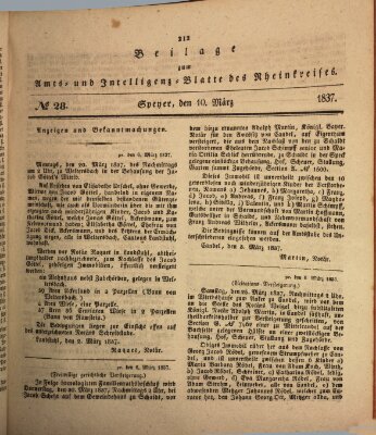 Amts- und Intelligenzblatt des Königlich Bayerischen Rheinkreises (Königlich bayerisches Amts- und Intelligenzblatt für die Pfalz) Freitag 10. März 1837