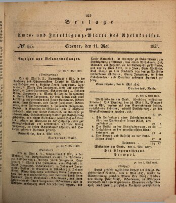 Amts- und Intelligenzblatt des Königlich Bayerischen Rheinkreises (Königlich bayerisches Amts- und Intelligenzblatt für die Pfalz) Donnerstag 11. Mai 1837