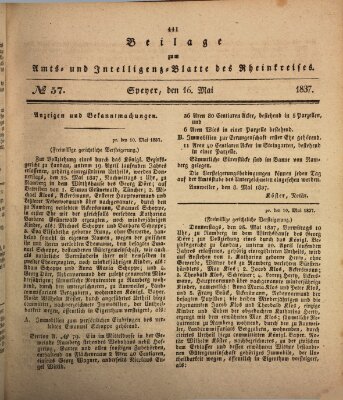 Amts- und Intelligenzblatt des Königlich Bayerischen Rheinkreises (Königlich bayerisches Amts- und Intelligenzblatt für die Pfalz) Dienstag 16. Mai 1837