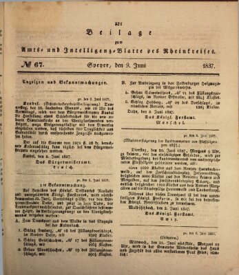 Amts- und Intelligenzblatt des Königlich Bayerischen Rheinkreises (Königlich bayerisches Amts- und Intelligenzblatt für die Pfalz) Freitag 9. Juni 1837