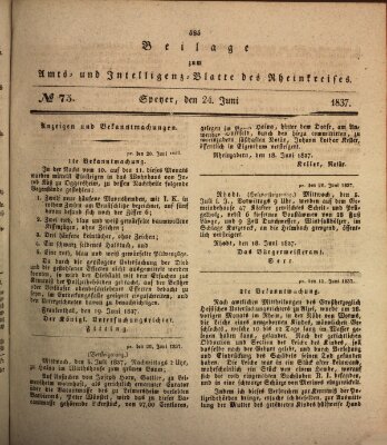 Amts- und Intelligenzblatt des Königlich Bayerischen Rheinkreises (Königlich bayerisches Amts- und Intelligenzblatt für die Pfalz) Samstag 24. Juni 1837