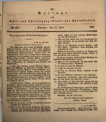 Amts- und Intelligenzblatt des Königlich Bayerischen Rheinkreises (Königlich bayerisches Amts- und Intelligenzblatt für die Pfalz) Mittwoch 26. Juli 1837