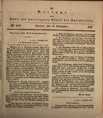 Amts- und Intelligenzblatt des Königlich Bayerischen Rheinkreises (Königlich bayerisches Amts- und Intelligenzblatt für die Pfalz) Dienstag 19. September 1837