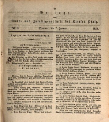 Königlich bayerisches Amts- und Intelligenzblatt für die Pfalz Sonntag 7. Januar 1838