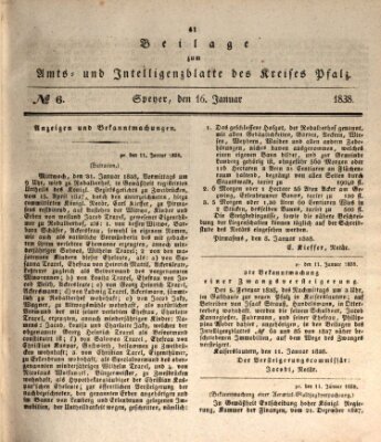 Königlich bayerisches Amts- und Intelligenzblatt für die Pfalz Dienstag 16. Januar 1838