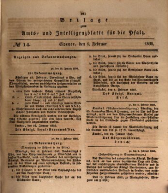 Königlich bayerisches Amts- und Intelligenzblatt für die Pfalz Dienstag 6. Februar 1838