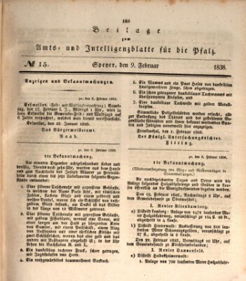 Königlich bayerisches Amts- und Intelligenzblatt für die Pfalz Freitag 9. Februar 1838