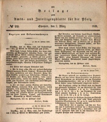 Königlich bayerisches Amts- und Intelligenzblatt für die Pfalz Mittwoch 2. Mai 1838