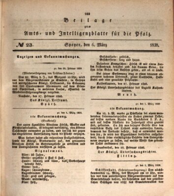 Königlich bayerisches Amts- und Intelligenzblatt für die Pfalz Dienstag 6. März 1838