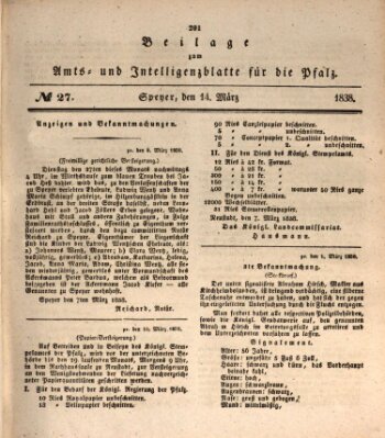 Königlich bayerisches Amts- und Intelligenzblatt für die Pfalz Mittwoch 14. März 1838