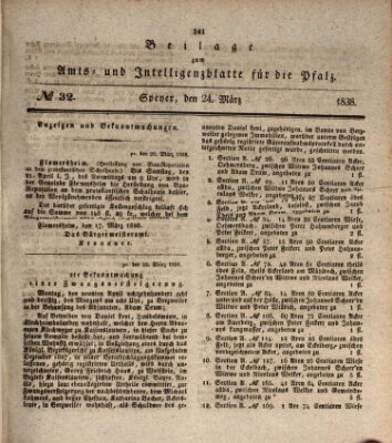 Königlich bayerisches Amts- und Intelligenzblatt für die Pfalz Samstag 24. März 1838