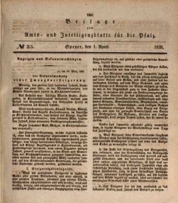 Königlich bayerisches Amts- und Intelligenzblatt für die Pfalz Sonntag 1. April 1838