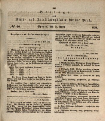 Königlich bayerisches Amts- und Intelligenzblatt für die Pfalz Mittwoch 11. April 1838