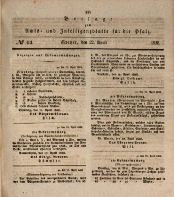 Königlich bayerisches Amts- und Intelligenzblatt für die Pfalz Sonntag 22. April 1838