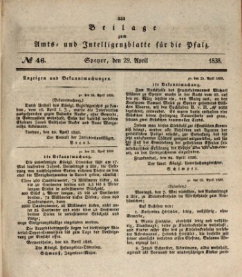 Königlich bayerisches Amts- und Intelligenzblatt für die Pfalz Sonntag 29. April 1838