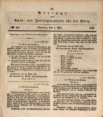 Königlich bayerisches Amts- und Intelligenzblatt für die Pfalz Sonntag 6. Mai 1838