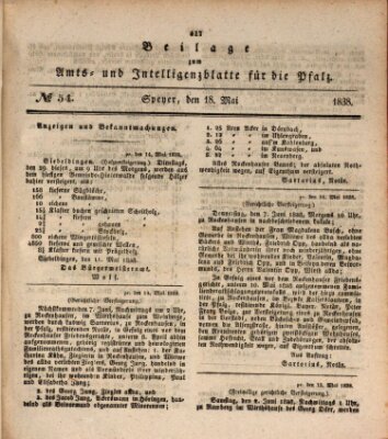 Königlich bayerisches Amts- und Intelligenzblatt für die Pfalz Freitag 18. Mai 1838