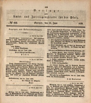 Königlich bayerisches Amts- und Intelligenzblatt für die Pfalz Donnerstag 28. Juni 1838