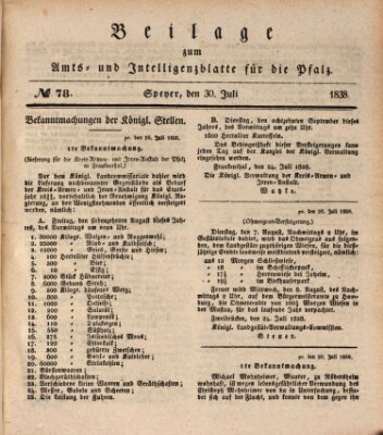 Königlich bayerisches Amts- und Intelligenzblatt für die Pfalz Montag 30. Juli 1838