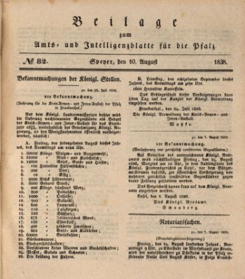 Königlich bayerisches Amts- und Intelligenzblatt für die Pfalz Freitag 10. August 1838